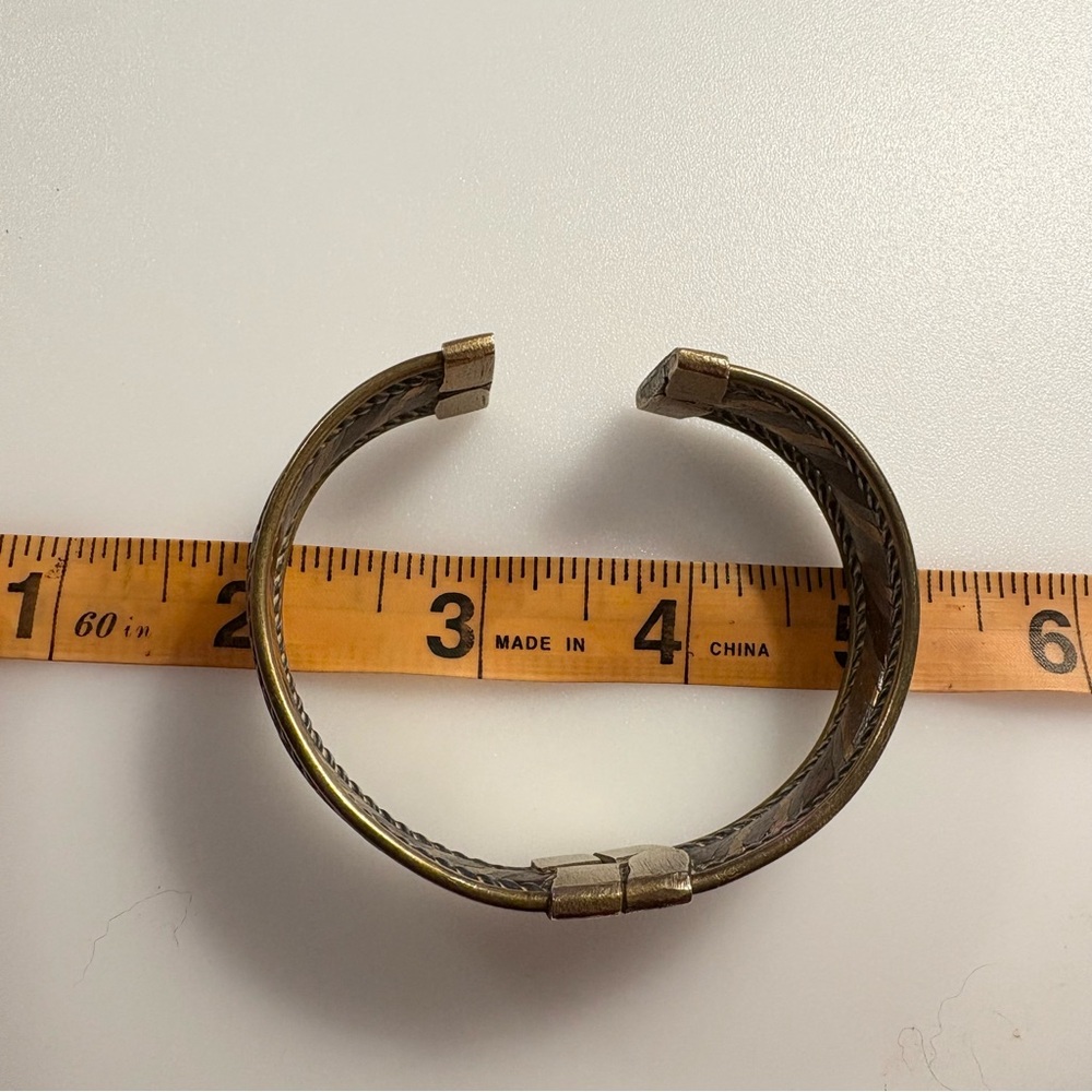 Vintage Mixed Metal Bohemian Copper Brass Silver Tone Cuff Bracelet Bangle - Picture 2 of 16